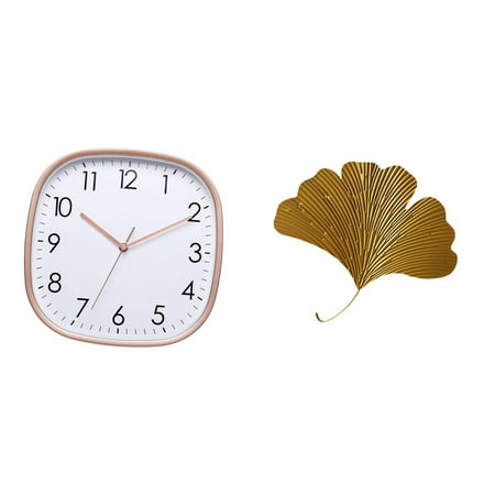 QSTDGVPW Vintage Digital Wall Clock with Wrought Iron Ginkgo Leaves Design Low Noise Art Practical Abstract Sculpture for Dining Room Home Farmhouse Gym Living Room Office Hotel Restaurant