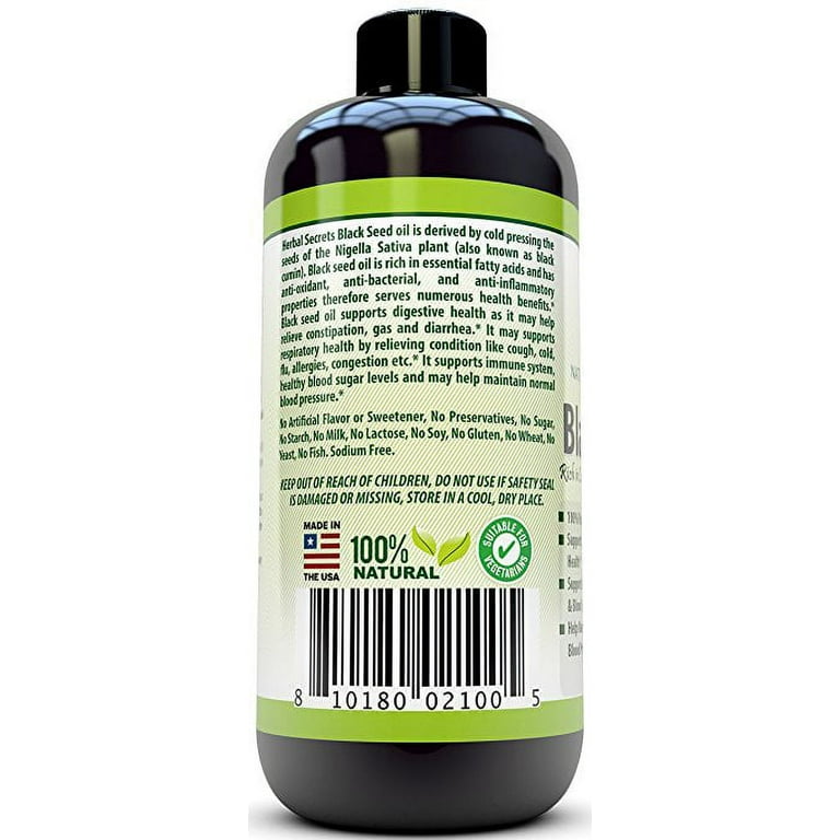 Herbal Secrets Natural Raw Black Seed Oil 16 oz | Natural Cold Pressed Black Cumin Seed Oil from 100% Genuine Nigella Sativa | Non-GMO | Gluten Free