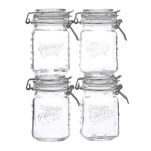 Mason Craft And More Square Glass 12 Ounce Mini Clamp Jar Set Of 4 Com Mason Craft And More Square Glass 12, Mini Spice Jar With Clamp