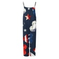 thumbnail image 4 of Cavosen Dressy Rompers for Women Fourth of July Plus Size Loose Linen Sleeveless Patriotic Jumpsuits High Waist Wide Leg Long Overalls with Pocket Star and Stripe Holiday Rompers, 4 of 5