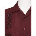thumbnail image 2 of Gentlemens Collection Mens Guaybera Shirt - Embroidered Burgundy Large, 2 of 4