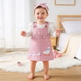 thumbnail image 2 of XIYON Toddler Girls Clothing Set Baby Girl Outfit Long Sleeve Romper Corduroy Pinafore Dress And Headband Toddler Ensemble 9-12 Months, 2 of 9