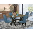 thumbnail image 4 of East West Furniture X-Style 5-piece Dining Room Table Set in Black/Mineral Blue, 4 of 4