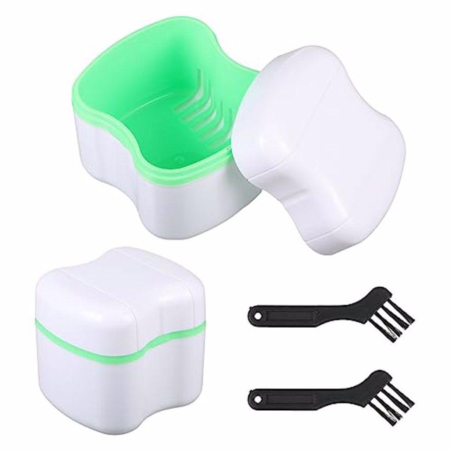 Transemion 2piece Denture Retainer Case With for Dental Appliances Wide Application Easy To green
