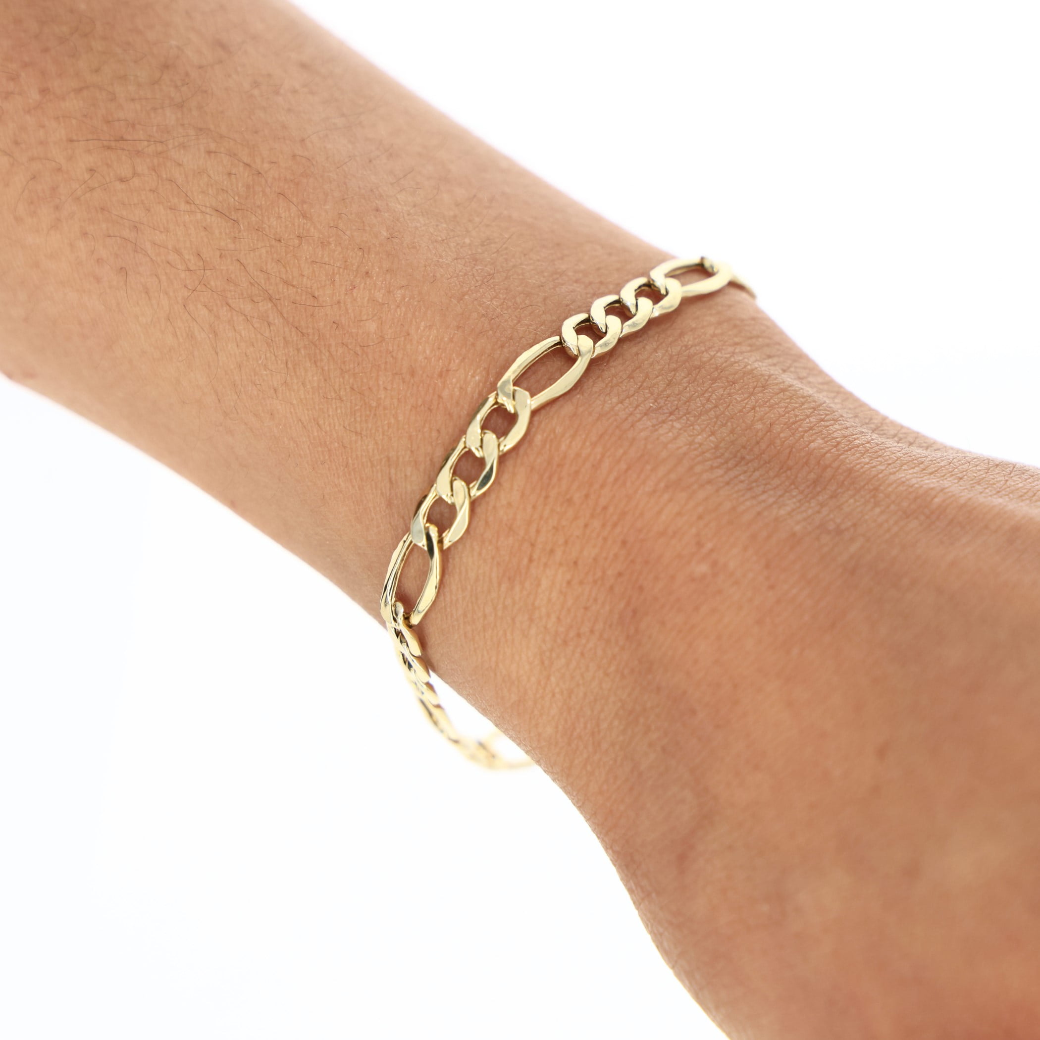 Nuragold 10k Real Yellow Gold Figaro Link 5.5mm Chain Bracelet (7"-9") Italian Jewelry for Men & Women