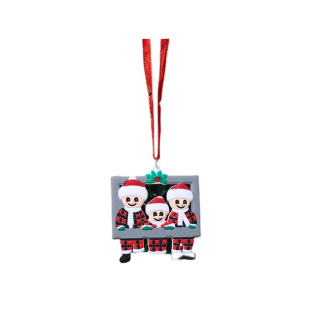 Bearachild Colgante colgante Decoración de Navidad Suministros de vacaciones Accesorios para el hogar Decorativo Tamaño compacto Marco de fotos familiar Kits de decoración para fiestas 3 personas Bearachild HA069177-02