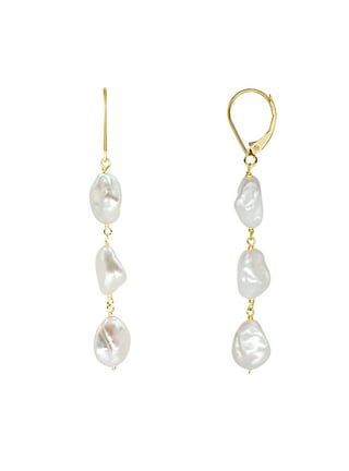 14k Keshi Pearl Linear Drop Hook Earrings – Jewelmak Fine Jewelry