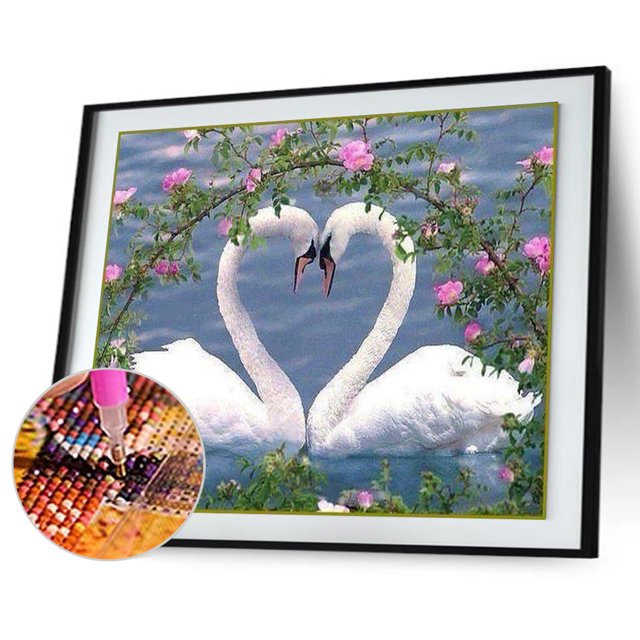 5D DIY cisne parejas Rhinestone dibujo completo redondo taladro diamante imagen para regalo Likrtyny decoración de arte