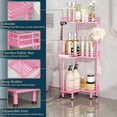 thumbnail image 3 of MEC Corner Shower Caddy Standing - 3-Tier Stainless Steel Shower Organizer with Soap Holder and 4 Hooks, Large Capacity Corner Shelf Stand for Bathroom, Rest Room, Pink, 3 of 14