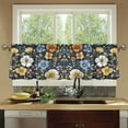 thumbnail image 4 of Yayeee Kitchen Curtains Set of 2 Light Filtering 57"x24" Over Sink Window Panels, Navy Floral Pattern, 4 of 7