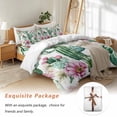 thumbnail image 7 of Watercolor Plant Bedding Duvet Cover Set Queen Size 4 Pieces Succulent Cactus Pink Floral Botanical Bedding Set with Zipper Closure, 1 Comforter Cover 90x92 Inches 1 Flat Sheet & 2 Pillow Cases, 7 of 7