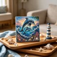 thumbnail image 4 of Underwater Dolphins Diamond Art Kit, with Frame Crystal Rhinestone Canvas for Home Wall Decor Relaxing DIY Craft Gift, Gifts for Family and Friends(Dolphins), 4 of 8