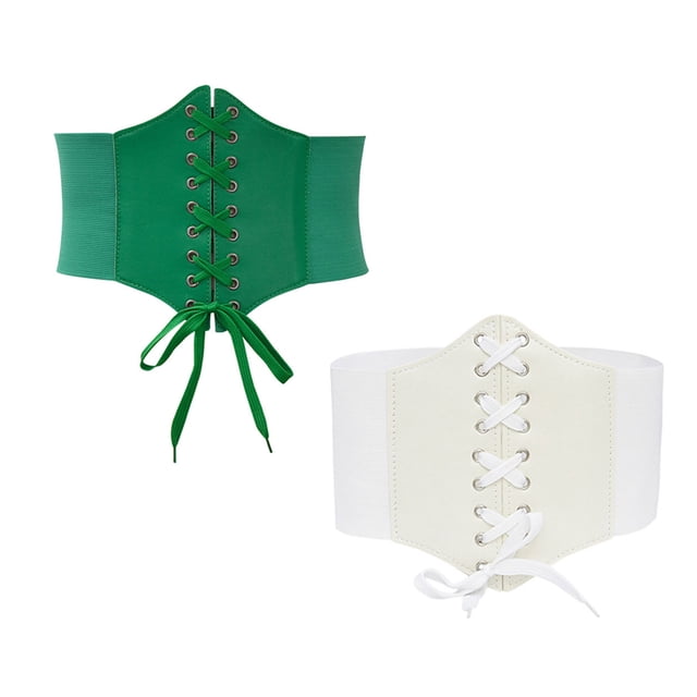 Corsé moldeador de cintura para mujer, 2 piezas, color sólido, estilo ancho, correa ajustable, estilo corte, 68 cm, faja de PU para mujer