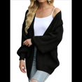 thumbnail image 2 of Chaqueta de Punto Extragrande de Larga con Abertura Frontal y Bolsillos para Mujer, Estilo 2025 Negro M, 2 of 8