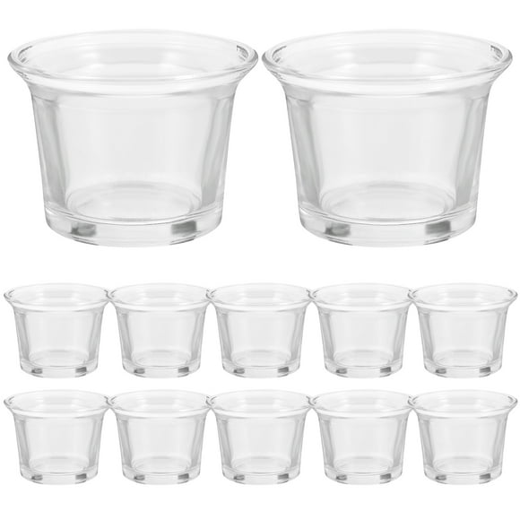 12pcs Glass Candle Cups Clear Candle Holder Votive Candle Holder Tealight Candle Holder