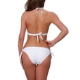 thumbnail image 3 of Conjuntos de bikini de halter con nudo y trenzado para mujer, 2 piezas, tirantes dobles, parte inferior triangular con lazo, trajes de baño pequeños, blancos, 3 of 5