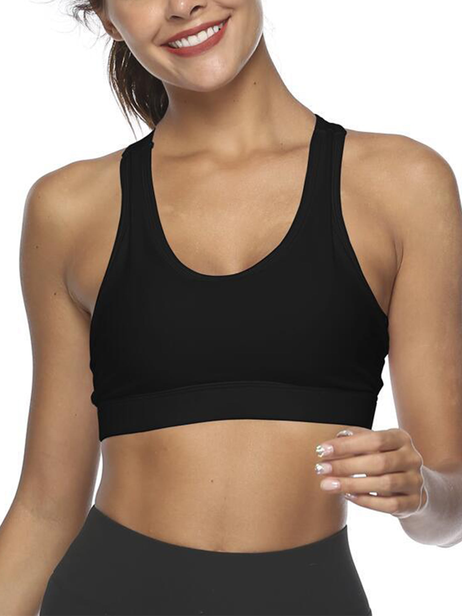 Womens Push Up Sports Bra Yoga Crop Tops Workout Gym Padded Running Gym Stretch 