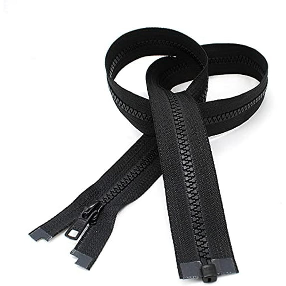 #5 Molded Black Vislon YKK Jacket Separating Zippers - Automatic Lock Slider - Made in The United States (10 Pieces Per Pack)