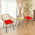 thumbnail image 3 of Costway 3PCS Patio Rattan Bistro Furniture Set Cushioned Chair Table Red, 3 of 11