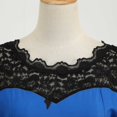 thumbnail image 6 of FASHOFT Halloween Dresses For Women Hepburn Style Vintage Lace Crew Neck Short Sleeve Print Swing Dress Elegant Party Gown Outfit Halloween Costumes S, 6 of 9