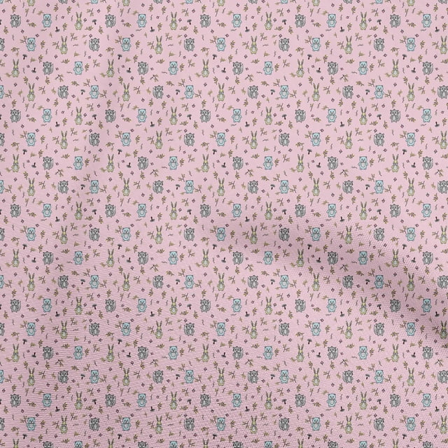 oneOone Rayon Light Pink Fabric Animal Craft Projects Decor Fabric Printed By The Yard 56 Inch Wide