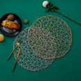 thumbnail image 4 of Bangus Gold Round Placemats for Dinner Table Metallic Hollow Out Line Circle Table Mats Vinyl Place Mats for Table Decor Wedding Accent Centerpiece, 4 of 5