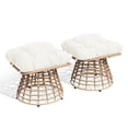 thumbnail image 6 of OMNIBERG 360° Outdoor Swivel Ottoman Stools Set of 2, Oversized All Weather Wicker Footstool with Cushion and Non-Slip Feet, Outdoor Seating Footrest for Bedroom, Living Room, Porch, Balcony, Beige, 6 of 6