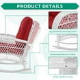 thumbnail image 5 of VIVIJASON 3-Piece Outdoor Conversation Bistro Set, Patio Wicker Rocking Chairs Rattan Furniture Sets w/ 2 Rattan Chairs, Cushions, Glass Top Side Table for Garden Porch Backyard (White Wicker/Red), 5 of 7