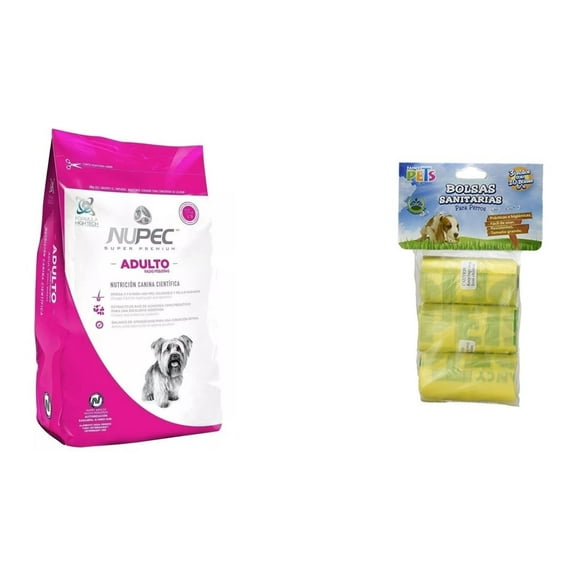 Paquete Nupec adulto razas pequeñas 8 kg + 60 bolsas sanitarias fancy pets