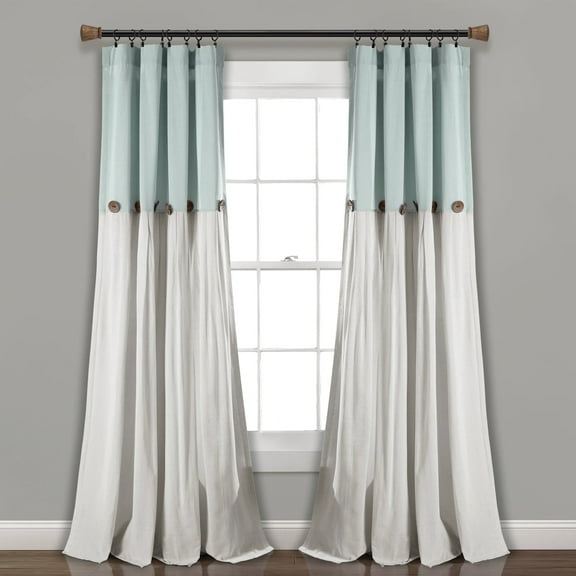 Lush Decor Linen Button Farmhouse Chic Light Filtering Window Curtain, Multiple Sizes Available