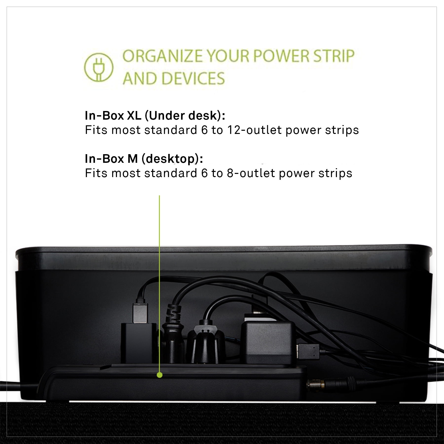 in-Box Cable Box Set with Extra Large Surge Protector Concealer Cable Management for Under Desk and Mobile Charging Station Power Strip Organizer for Desktop, Black