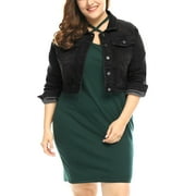 MODA NOVA Juniors Plus Size Jean Button Outfits Fashion Cropped Denim Jackets
