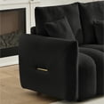 thumbnail image 4 of Miekor Furniture 91.7" Premium Teddy fabric Sofa, Modern Sectional Cloud Sofa with Console,USB charger,Cup Holder Storable Indoor Funiture for Living Room,Apartment, Black MK9621, 4 of 12