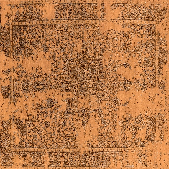 Ahgly Company Indoor Square Oriental Orange Industrial Area Rugs, 4' Square