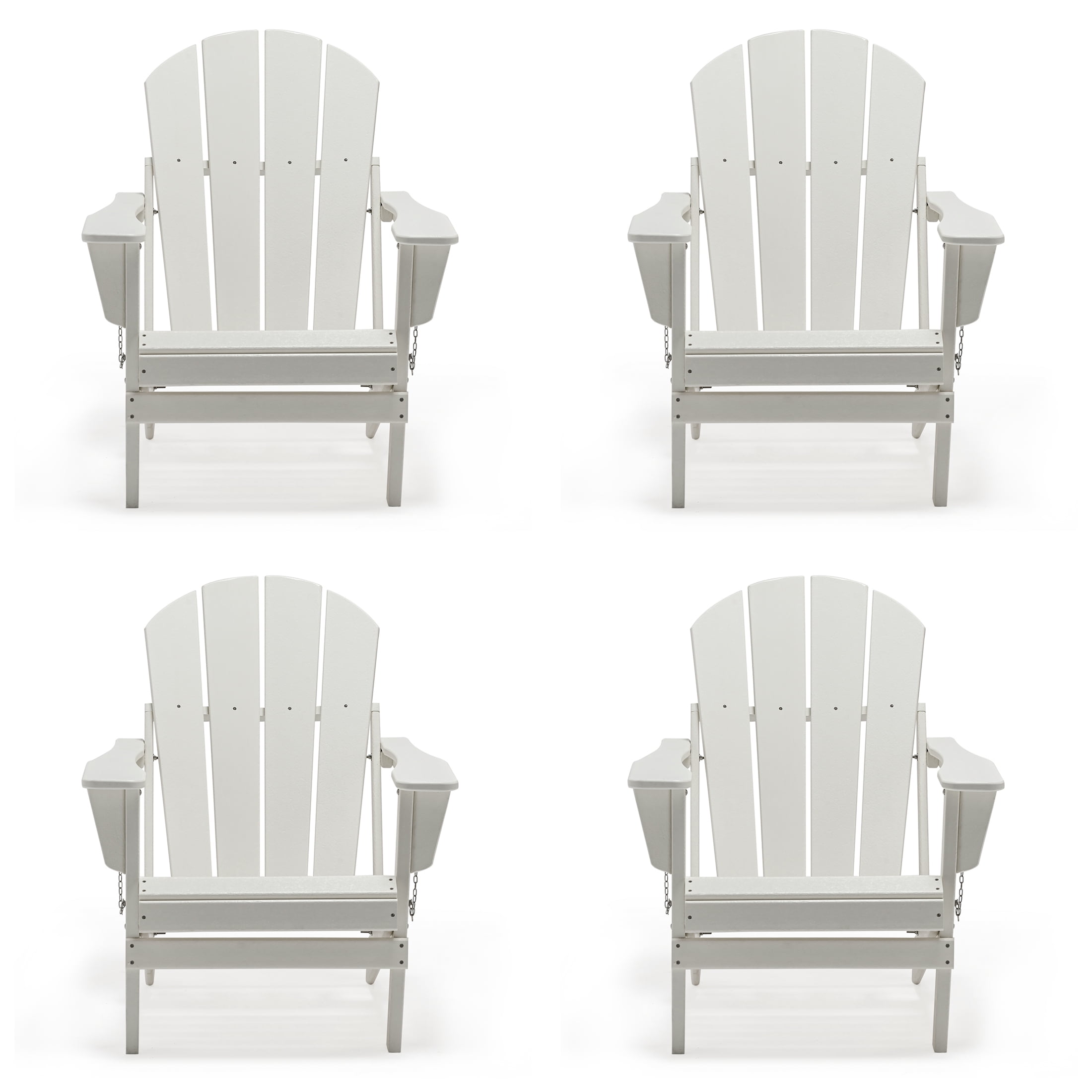 Folding Adirondack Lawn Chairs Set of 4 for Outdoor Patio Garden, White