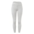 thumbnail image 6 of ZHOUCHANKIDS Women Workout Leggings High Waist Running Yoga Sport Tights with Pockets White M, 6 of 8