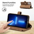 thumbnail image 5 of for iPhone 15 Pro Crossbody Wallet Case with Card Holder, Premium Zipper Leather Long Shoulder Lanyard Strap Flip Cover for iPhone 15 Pro 6.1 inch - Brown, 5 of 12