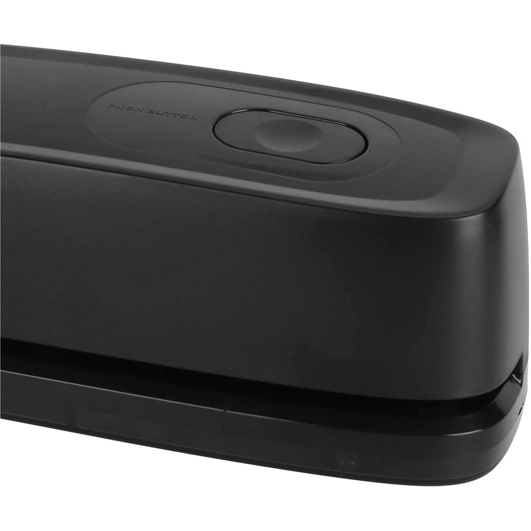 Business Source Electric Hole Punch 3 Punch Head(s) - 10 Sheet Capacity - 9/32" Punch Size - 2.6" x 11.9" x 3.2" - Black