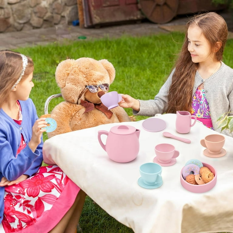 Lorfancy 20 Pcs Silicone Tea Party Set for Little Girls Kids