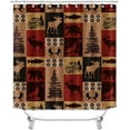 thumbnail image 2 of 4PCS Rustic Deer Shower Curtain Sets with Rugs, Waterproof Fabric Colorful Shower Curtain, Forest Woodland Wildlife Wild Animal Elk Moose Eagle Bird Country Cabin Lodge Hunting Bathroom Decor, 2 of 7