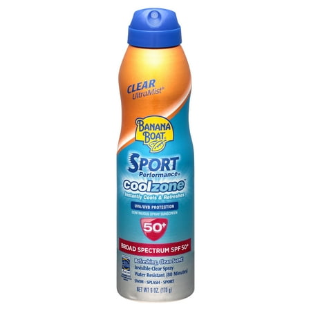 Banana Boat Sport Cool Zone Clear Spray Sunscreen Broad Spectrum SPF 50 - 6 Ounces
