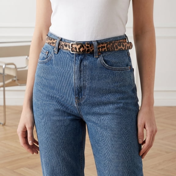 Women's Leopard Print Waist Belt with Alloy Buckle, Stylish PU Accessory for Fashionable Outfits