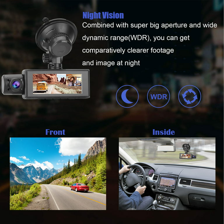 TSV Dual Dash Cam, FHD 1080P Front Interior Dual Dash Camera IR Night  Vision Dashcam, Driving Recorder for Car, Taxi with Loop Recording,  G-Sensor