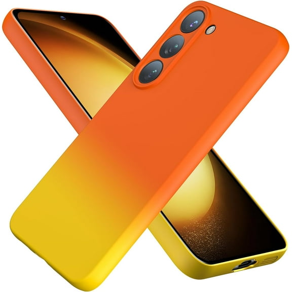 for Samsung Galaxy S23 Case, New Designed Slim Phone Case,[10 FT Military Grade Drop Protection], with Lens Protector,Gradient,Orange yellow7-sam s23-01