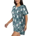 thumbnail image 2 of Naloa Forest Rabbit Women's Short-Sleeved Pajama Set, Loungewear, Summer pajamas, Breathable Cozy - Small, 2 of 9