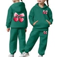 thumbnail image 2 of XUELUO Toddler Girls Outfit Sets 2-Piece Bow & Heart Graphic Hoodie & Joggers Pants Spring Athleisure Comfort Tracksuit, 2 of 7