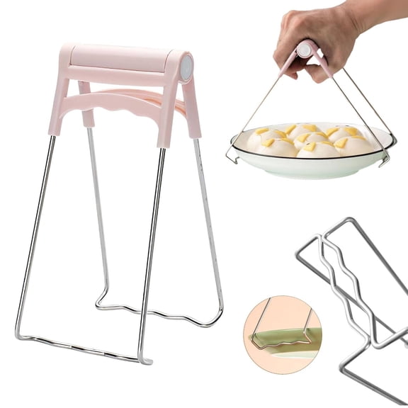 1Pc Stainless Steel Hot Bowl Clip,Hot Plate Gripper,Foldable Bowl Clip Kitchen Tools Cooking Tongs,Universal Plate Lifter Steamer Hot Dish Lifter Tongs to Hold Dishes,Bowls,Pans and More,A,3.54x7.28"