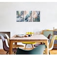 thumbnail image 2 of Abstract Blue Canvas Wall Art Modern Ocean Painting 3piece Khaki Artwork Home Decor for Bedroom Framed Wash Ink Picture, 2 of 6