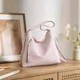 thumbnail image 5 of MYUNNIL Polka Dot Tote Bag for Women, 9.8 x 10.7" Vintage Large Capacity Adjustable Shoulder Strap Crossbody Bag with Tassel Zipper Pocket, Soft Durable Portable Purse for shopping Daily Use, Pink, 5 of 5