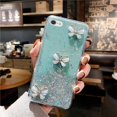 thumbnail image 1 of For Apple iPhone 8 Green Smart Shockproof Glitter Crystal butterfly Wrist Strap Cover Case, 1 of 1